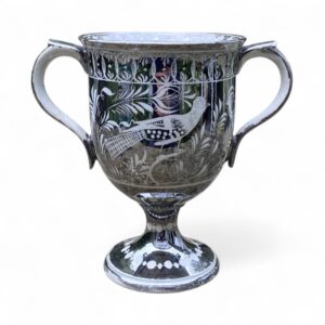 Staffordshire silver lustre Birds loving cup, c. 1820.