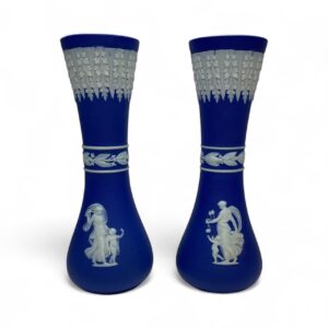 Wedgwood pair of blue jasper vases, c. 1880.