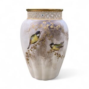 Royal Chinaworks Worcester vase, Great Tits, c. 1900.