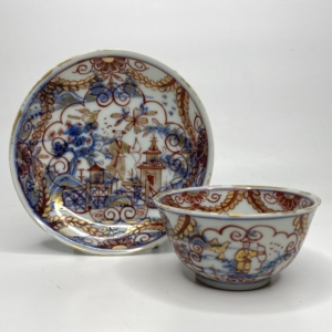 Chinese teabowl & saucer Amsterdam Bont decorated, c. 1750.