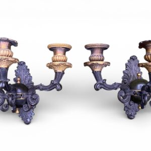Pair Empire style bronze wall sconces, c. 1890.