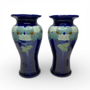 Burmantofts Pottery, pair of vases, c. 1900.
